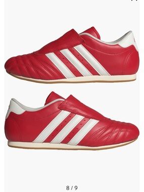 adidas Women’s Red and White Slip-On Sneakers